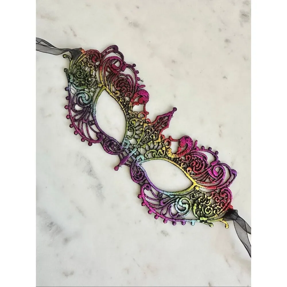 Halloween Chrome rainbow masquerade mask